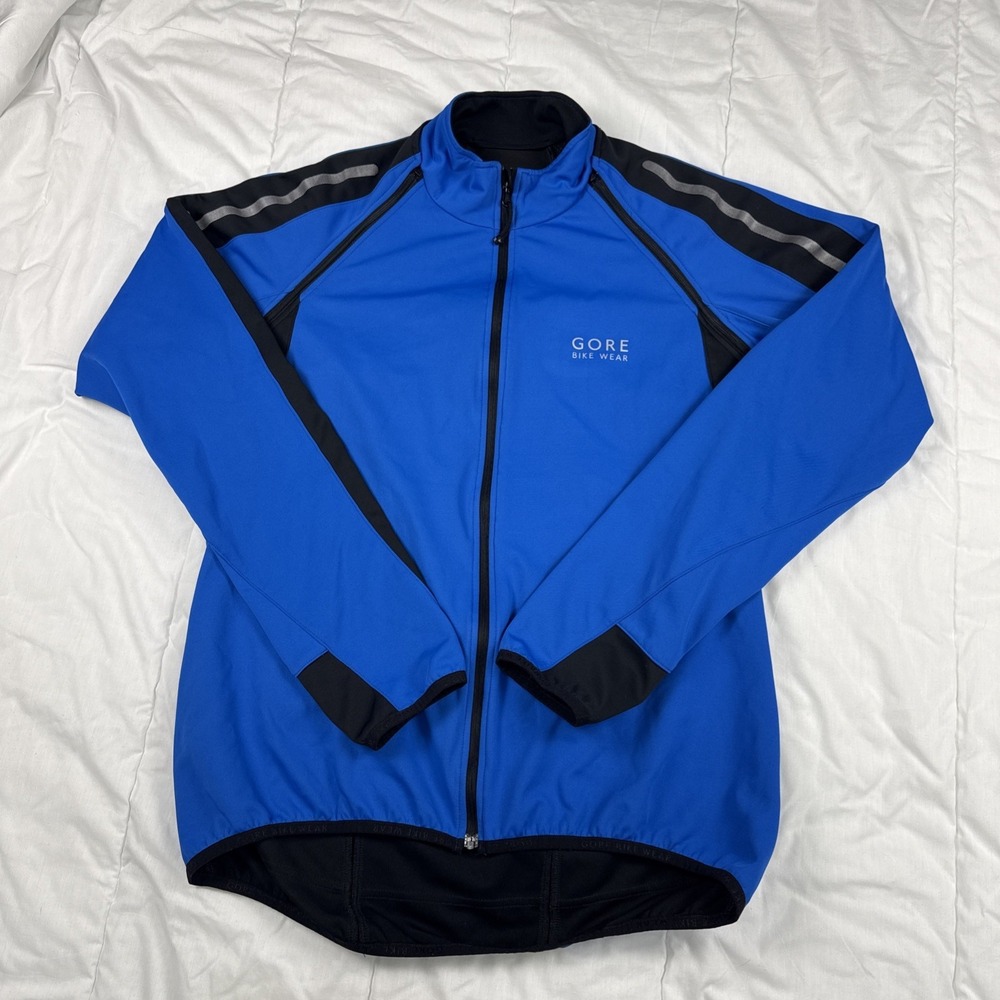 Gore Bike Wear Jacket Mens Large Blue Windstopper Soft Shell Cycling Full Zip